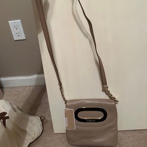 Taupe leather cross-body Michael Kors bag!
